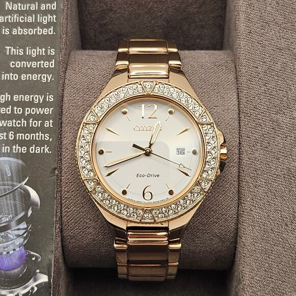 Citizen Other - CITIZEN FE1163-56A SILHOUETTE WOMEN'S ECO DRIVE SWAROVSKI CRYSTAL GOLDTONE WATCH